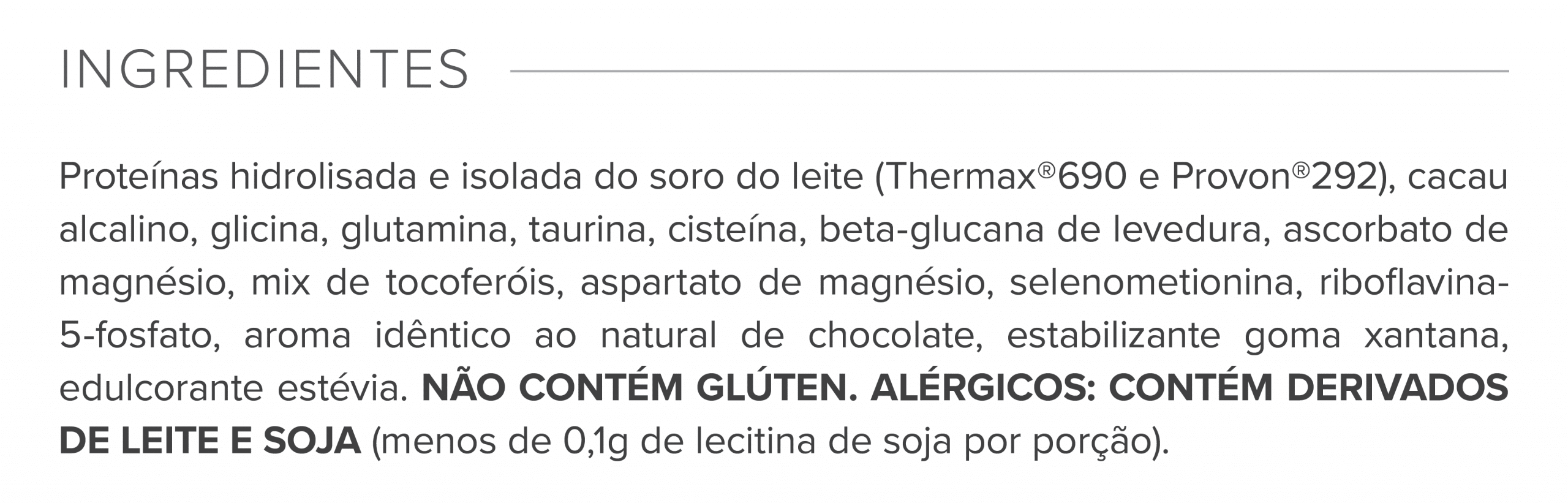 Exemplo de lista de ingredientes